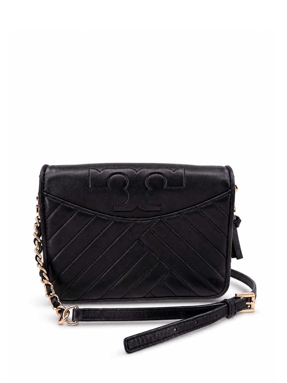 TORY BURCH Alexa Combo Quilted Black Leather Crossbody Bag
